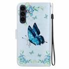 For Samsung Galaxy S25 FE 5G Crystal Texture Colored Drawing Leather Phone Case(Blue Pansies) - 3