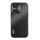 For iPhone 11 PC Hybrid Aluminum Alloy Brushed Shockproof Phone Case(Black) - 1