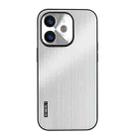 For iPhone 11 PC Hybrid Aluminum Alloy Brushed Shockproof Phone Case(Silver) - 1