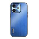 For iPhone 11 PC Hybrid Aluminum Alloy Brushed Shockproof Phone Case(Blue) - 1