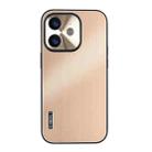 For iPhone 12 PC Hybrid Aluminum Alloy Brushed Shockproof Phone Case(Gold) - 1