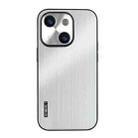 For iPhone 13 PC Hybrid Aluminum Alloy Brushed Shockproof Phone Case(Silver) - 1