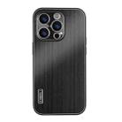 For iPhone 13 Pro PC Hybrid Aluminum Alloy Brushed Shockproof Phone Case(Black) - 1