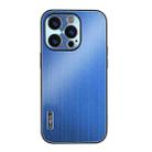 For iPhone 13 Pro PC Hybrid Aluminum Alloy Brushed Shockproof Phone Case(Blue) - 1