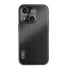 For iPhone 14 PC Hybrid Aluminum Alloy Brushed Shockproof Phone Case(Black) - 1