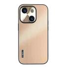 For iPhone 14 Plus PC Hybrid Aluminum Alloy Brushed Shockproof Phone Case(Gold) - 1