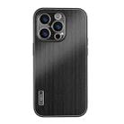 For iPhone 15 Pro Max PC Hybrid Aluminum Alloy Brushed Shockproof Phone Case(Black) - 1