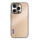 For iPhone 15 Pro Max PC Hybrid Aluminum Alloy Brushed Shockproof Phone Case(Gold) - 1