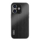 For iPhone 16 PC Hybrid Aluminum Alloy Brushed Shockproof Phone Case(Black) - 1