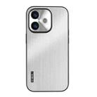 For iPhone 16 Plus PC Hybrid Aluminum Alloy Brushed Shockproof Phone Case(Silver) - 1