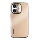 For iPhone 16 Plus PC Hybrid Aluminum Alloy Brushed Shockproof Phone Case(Gold) - 1