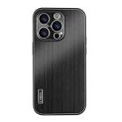 For iPhone 16 Pro PC Hybrid Aluminum Alloy Brushed Shockproof Phone Case(Black) - 1