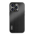 For iPhone 16 Pro Max PC Hybrid Aluminum Alloy Brushed Shockproof Phone Case(Black) - 1