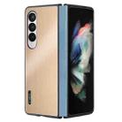 For Samsung Galaxy Z Fold3 PC Hybrid Aluminum Alloy Brushed Shockproof Phone Case(Gold) - 1