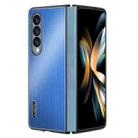 For Samsung Galaxy Z Fold4 PC Hybrid Aluminum Alloy Brushed Shockproof Phone Case(Blue) - 1