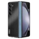 For Samsung Galaxy Z Fold5 PC Hybrid Aluminum Alloy Brushed Shockproof Phone Case(Black) - 1