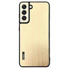For Samsung Galaxy S21+ 5G PC Hybrid Aluminum Alloy Brushed Shockproof Phone Case(Gold) - 1
