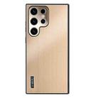 For Samsung Galaxy S22 Ultra 5G PC Hybrid Aluminum Alloy Brushed Shockproof Phone Case(Gold) - 1