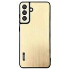 For Samsung Galaxy S23 FE 5G PC Hybrid Aluminum Alloy Brushed Shockproof Phone Case(Gold) - 1