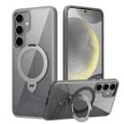 For Samsung Galaxy S23 5G Transparent MagSafe Magnetic Rotating Ring Holder Phone Case(Grey) - 1