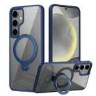 For Samsung Galaxy S23 5G Transparent MagSafe Magnetic Rotating Ring Holder Phone Case(Blue) - 1