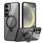 For Samsung Galaxy S24+ 5G Transparent MagSafe Magnetic Rotating Ring Holder Phone Case(Black) - 1