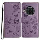 For Xiaomi Mi 10T Lite 5G Butterflies and Flowers Leather Phone Case(Purple) - 1