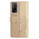 For Xiaomi Mi 10T 5G Butterflies and Flowers Leather Phone Case(Gold) - 3