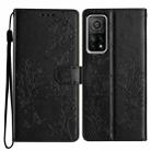 For Xiaomi Mi 10T 5G Butterflies and Flowers Leather Phone Case(Black) - 1