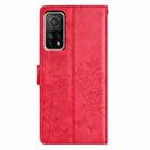 For Xiaomi Mi 10T 5G Butterflies and Flowers Leather Phone Case(Red) - 3