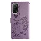 For Xiaomi Mi 10T 5G Butterflies and Flowers Leather Phone Case(Purple) - 3