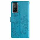 For Xiaomi Mi 10T 5G Butterflies and Flowers Leather Phone Case(Blue) - 3