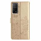 For Xiaomi Mi 10T Pro 5G Butterflies and Flowers Leather Phone Case(Gold) - 3