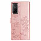 For Xiaomi Mi 10T Pro 5G Butterflies and Flowers Leather Phone Case(Rose Gold) - 3