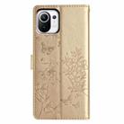 For Xiaomi Mi 11 Lite Butterflies and Flowers Leather Phone Case(Gold) - 3