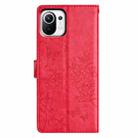 For Xiaomi Mi 11 Lite Butterflies and Flowers Leather Phone Case(Red) - 3
