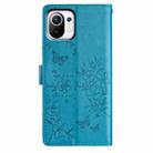 For Xiaomi Mi 11 Lite Butterflies and Flowers Leather Phone Case(Blue) - 3