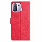 For Xiaomi Mi 11 Pro Butterflies and Flowers Leather Phone Case(Red) - 3