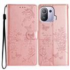 For Xiaomi Mi 11 Pro Butterflies and Flowers Leather Phone Case(Rose Gold) - 1