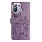 For Xiaomi Mi 11 Pro Butterflies and Flowers Leather Phone Case(Purple) - 3