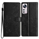 For Xiaomi 12 Lite Butterflies and Flowers Leather Phone Case(Black) - 1