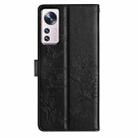 For Xiaomi 12 Pro Butterflies and Flowers Leather Phone Case(Black) - 3