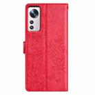 For Xiaomi 12 Pro Butterflies and Flowers Leather Phone Case(Red) - 3