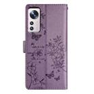 For Xiaomi 12 Pro Butterflies and Flowers Leather Phone Case(Purple) - 3