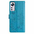 For Xiaomi 12 Pro Butterflies and Flowers Leather Phone Case(Blue) - 3