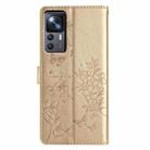 For Xiaomi 12T / 12T Pro Butterflies and Flowers Leather Phone Case(Gold) - 3