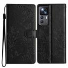 For Xiaomi 12T / 12T Pro Butterflies and Flowers Leather Phone Case(Black) - 1