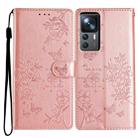 For Xiaomi 12T / 12T Pro Butterflies and Flowers Leather Phone Case(Rose Gold) - 1