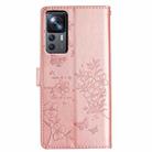 For Xiaomi 12T / 12T Pro Butterflies and Flowers Leather Phone Case(Rose Gold) - 3