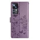 For Xiaomi 12T / 12T Pro Butterflies and Flowers Leather Phone Case(Purple) - 3